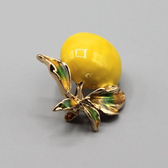 Jewelry pin brooch lemon fruit nature yellow gold tone fun fashion new - Picture 11 of 14